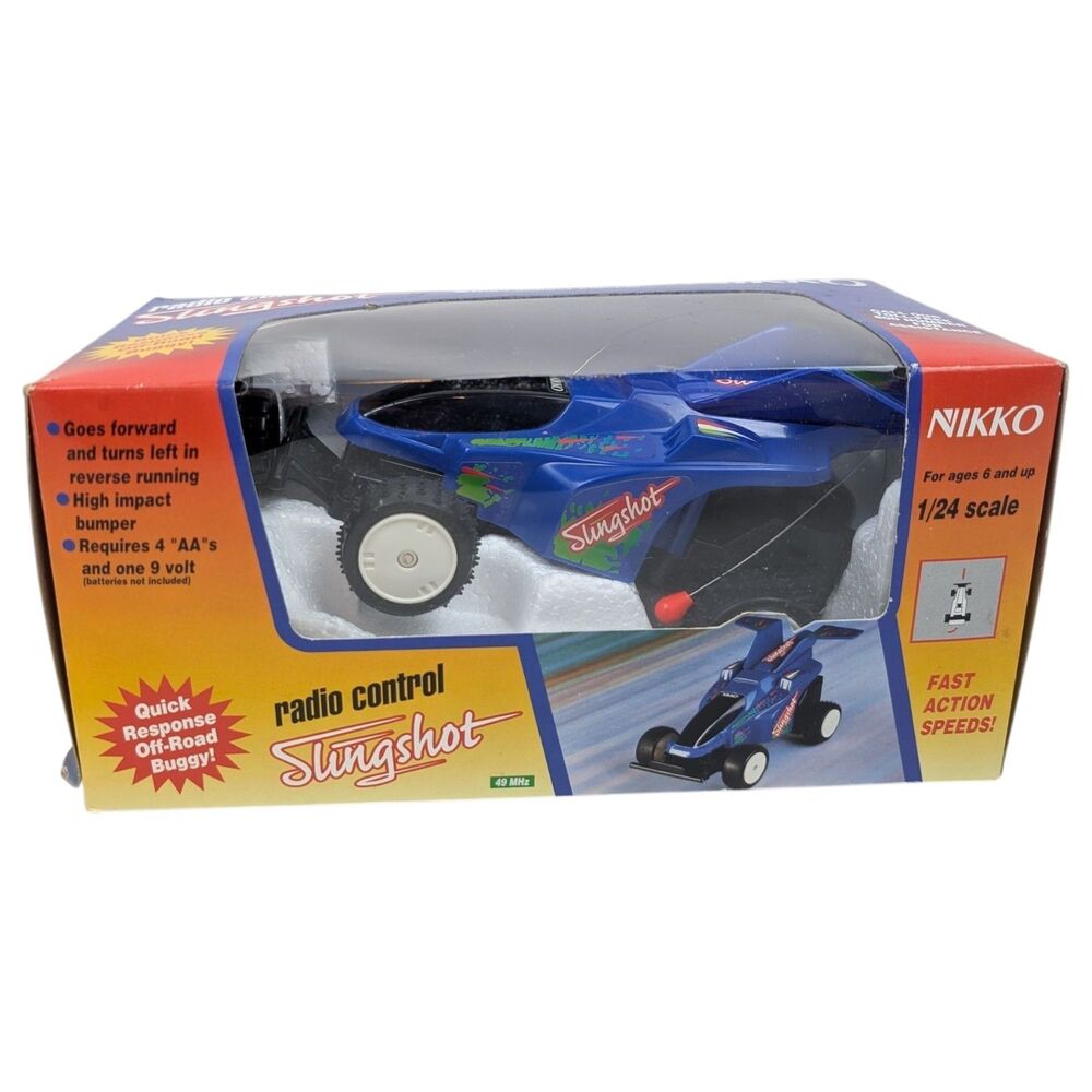 Vintage 80s Nikko Radio Control Slingshot R/C Buggy 1/24 Scale w/ box Test Video - Picture 2 of 16